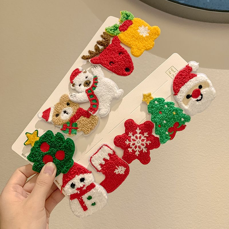 Christmas tree fabric hair clip