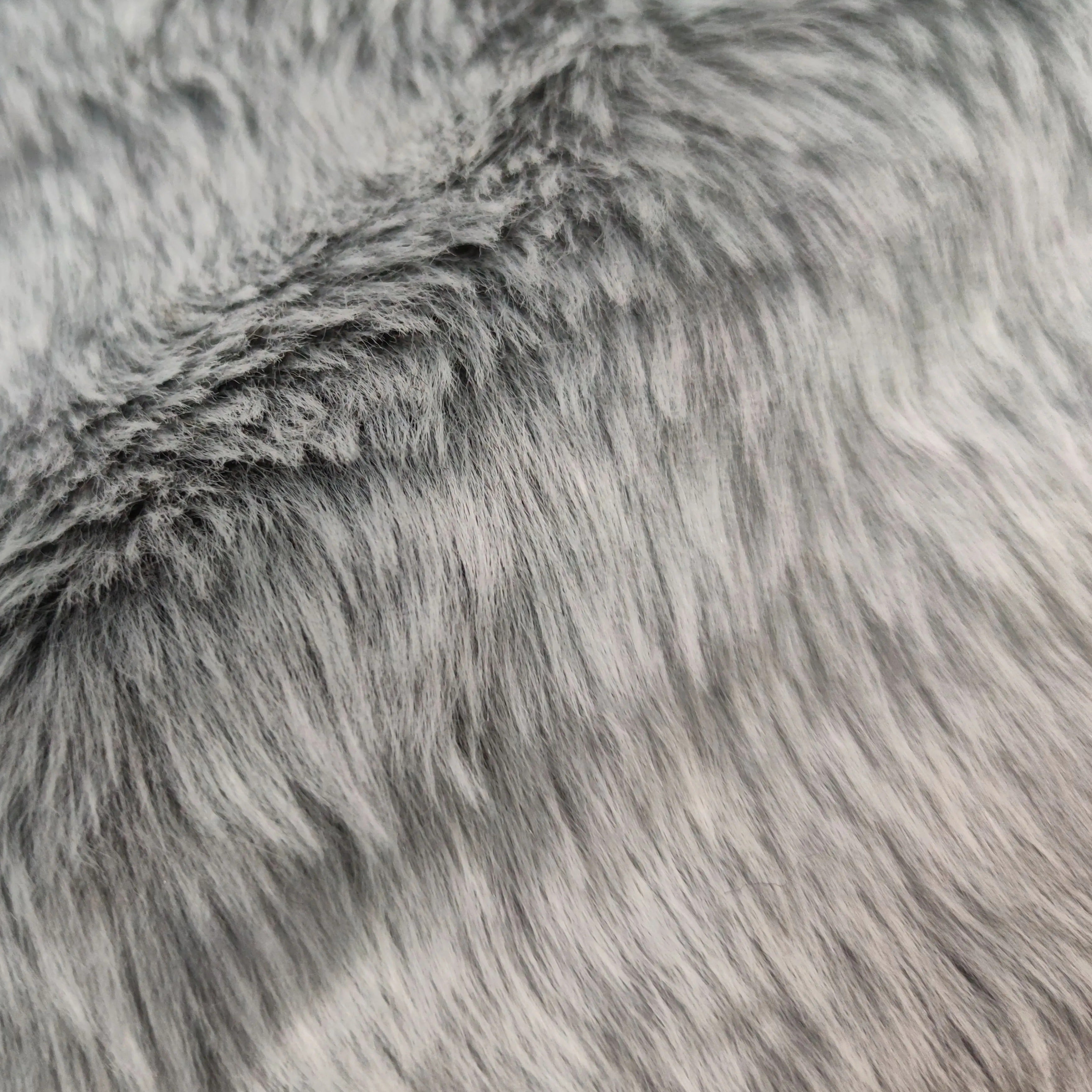 GrayβWhite Dual-Tone Long Pile Faux Fur