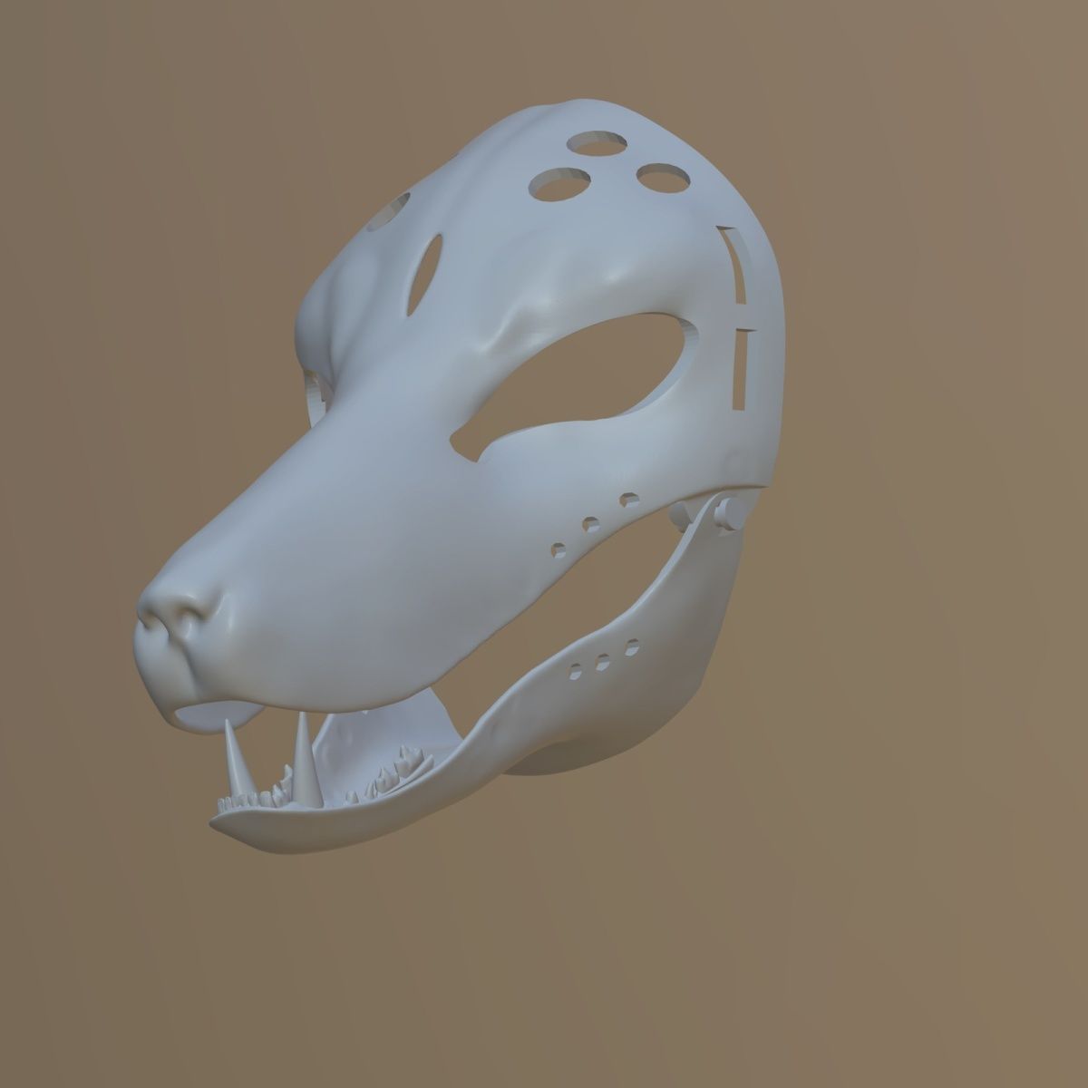 Fox, long snout, semi-realistic animal skull