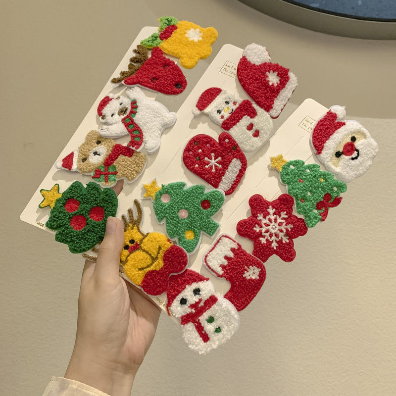 Christmas tree fabric hair clip