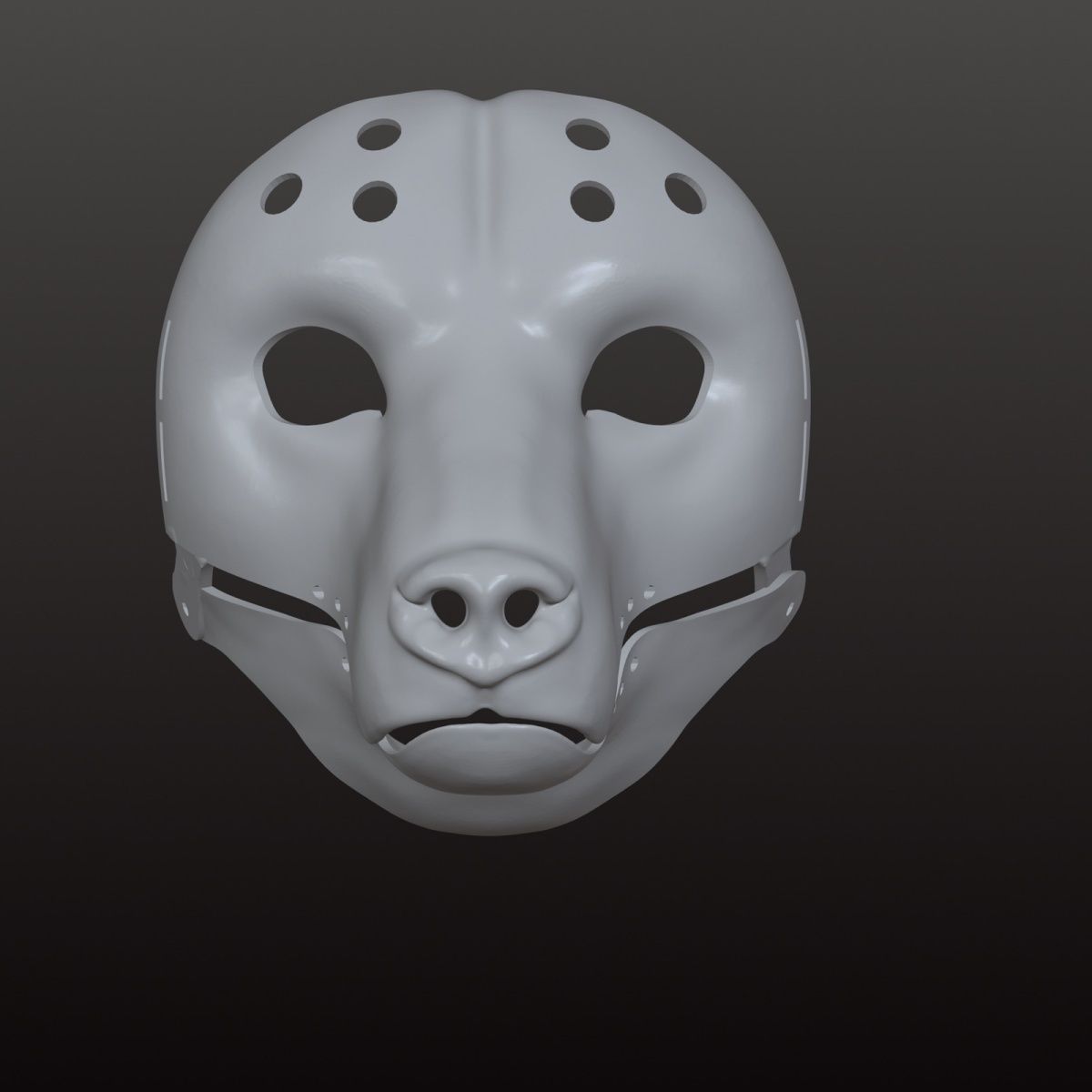 Brown bear realistic animal skull with movable jaw