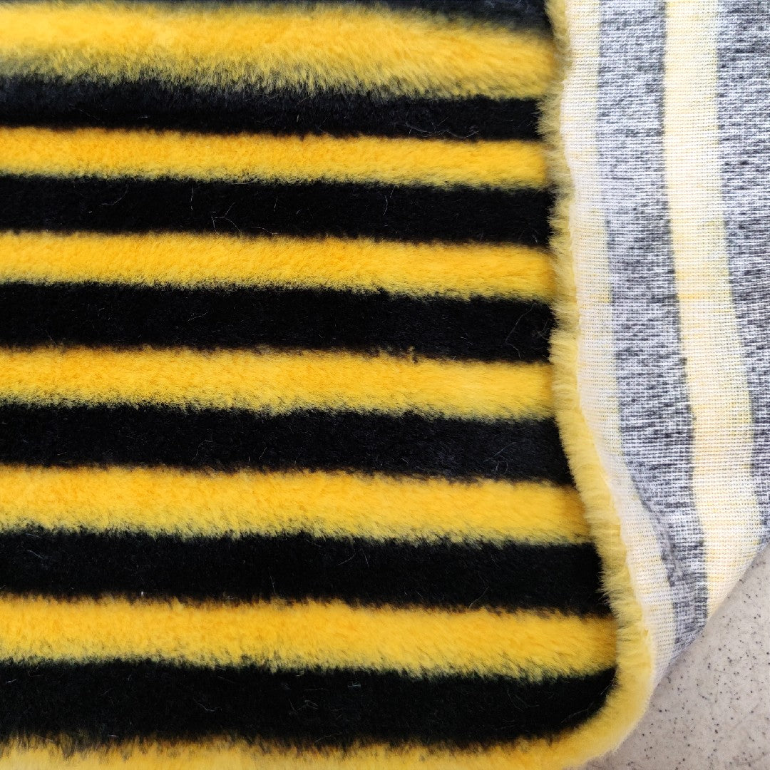Yellow & Black Striped Faux Rabbit Fur