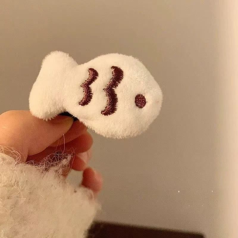 White Plush Fish Hair Clip
