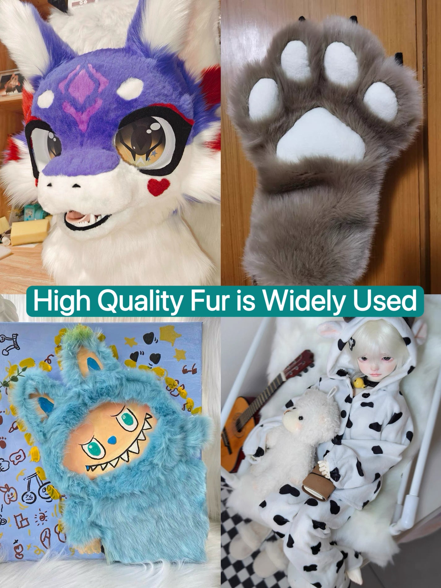 short pile faux fur for fursuit heads close up